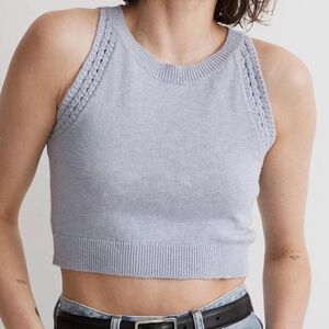 Madewell Women’s Crochet Trim Crop Sweater Tank Swank Top Size M Distant Lilac